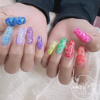 マーブル/スーパーロングのネイルデザイン｜ネイルブック 