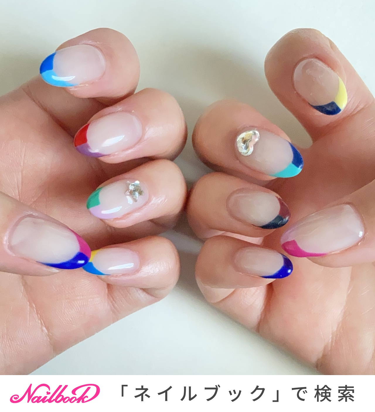 オールシーズン/ハンド/フレンチ/カラフル/ジェルネイル
