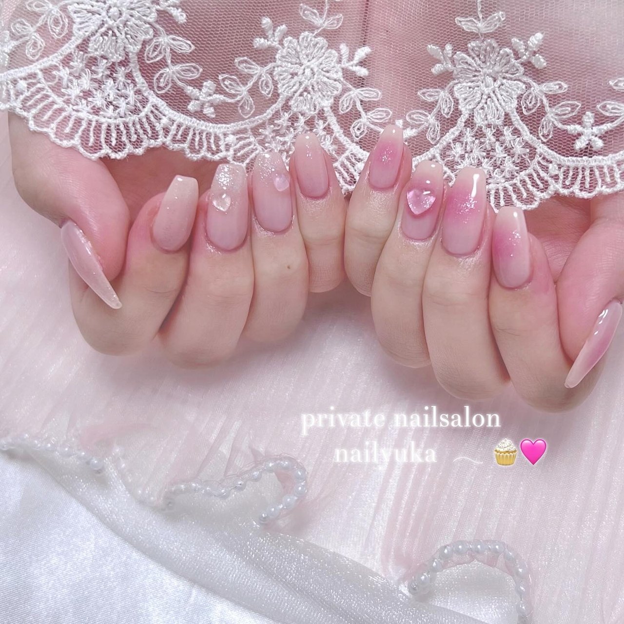 チークネイル ハートネイル ちゅるんネイル ワンホンネイル　韓国ネイル ラメ/ハート/チーク/ワンホン/韓国 - nail yukaのネイルデザイン[No