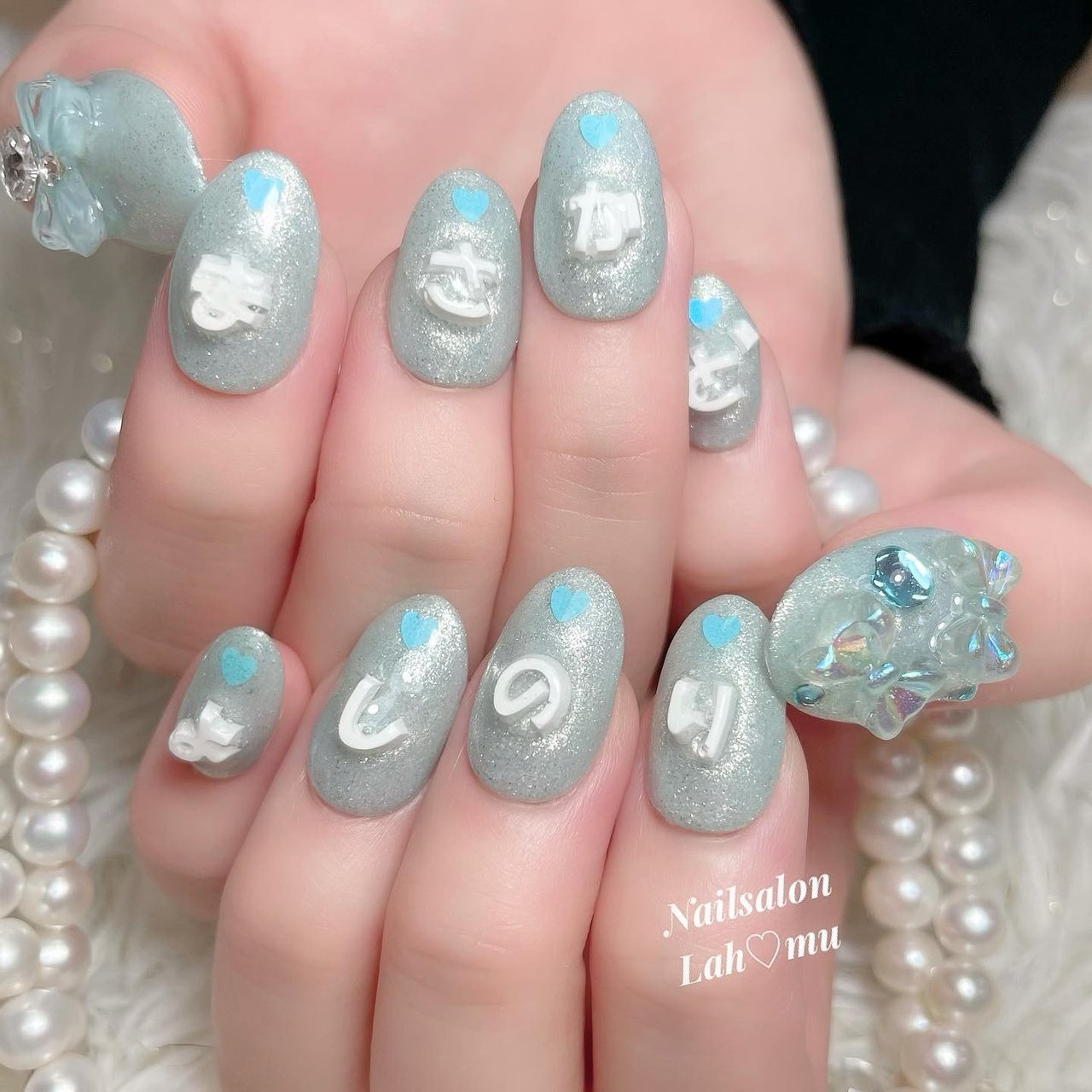 ネイルチップ♡オーダー 量産型 埋め尽くし リボン キラキラ ハート