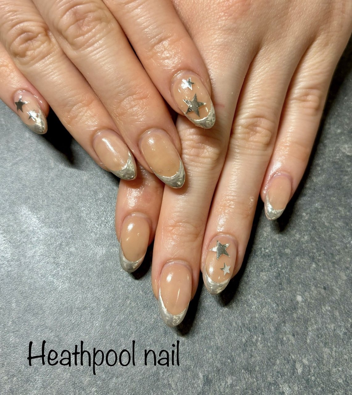 EVER NAIL ベージュ シルバー フレンチネイル EVER NAIL ベージュ シルバー フレンチネイル