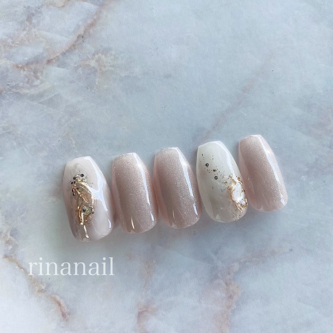 ハンド/ワンカラー/大理石/ニュアンス/マグネット - *.✼.rina_nail