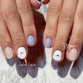 べっこう 渡り ホワイト くま ぷっくり 3D ネイルチップ