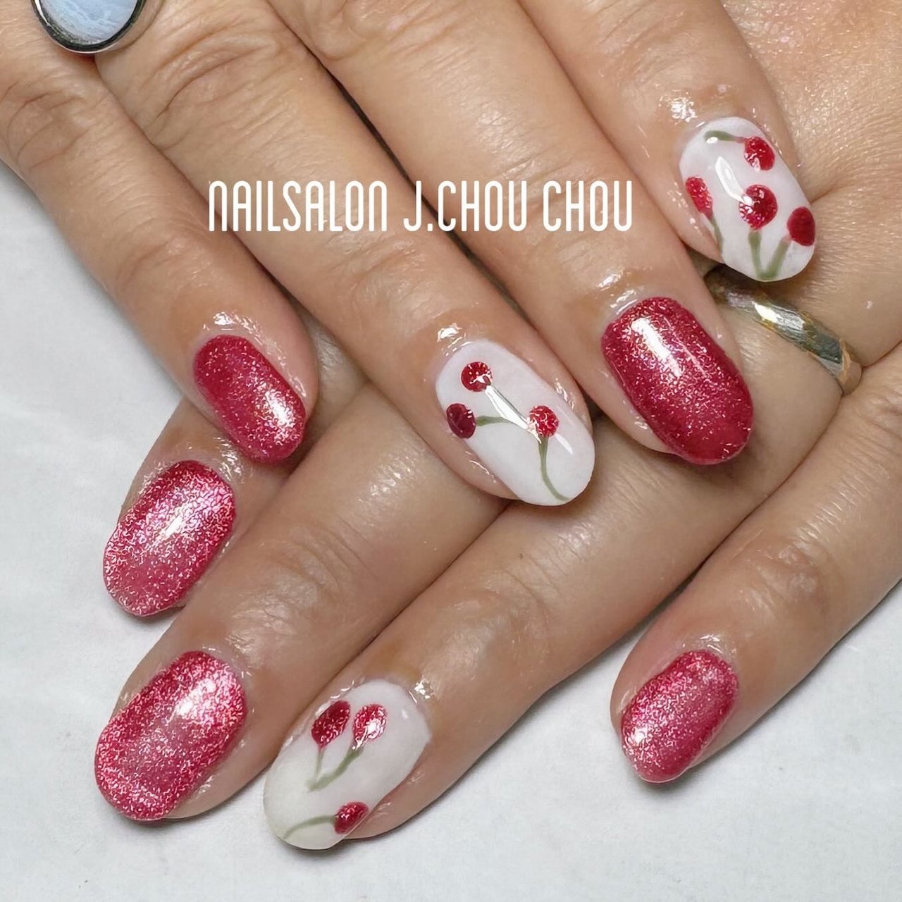 マグネット/レッド/ジェルネイル - J.chou-chou.NAILのネイルデザイン