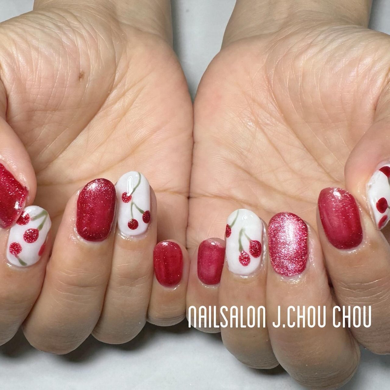 マグネット/レッド/ジェルネイル - J.chou-chou.NAILのネイルデザイン