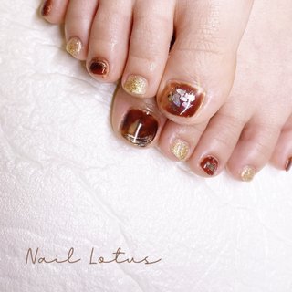 フットミラー フット/ボルドー/#ミラーネイルのネイルデザイン｜ネイルブック