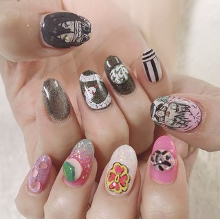 伊黒小芭内ネイルのネイルデザイン｜ネイルブック
