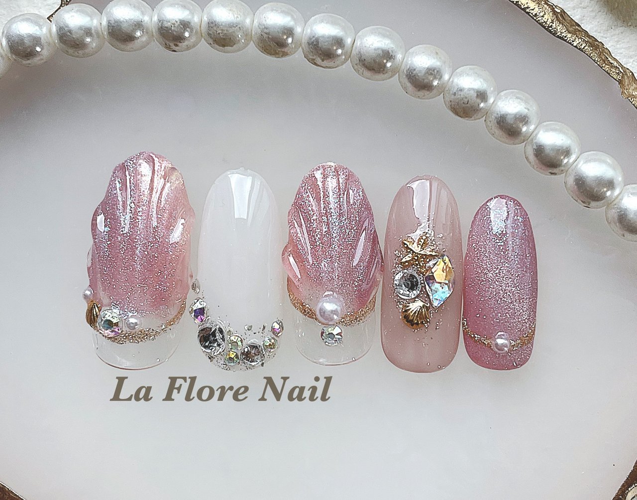 fiori’z nailページ ニュアンスマーブル×フラワーネイル◇No.071 ネイルチップ（つけ