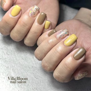 #配色ネイル#イエローネイル#ブラウンネイル#アースカラーネイル#ホログラムネイル#ラメネイル #お洒落ネイル#シンプルネイル#夏ネイル#夏ネイルデザイン#夏ネイル2024#大人ネイル#大人ネイルデザイン #夏 #梅雨 #リゾート #女子会 #ハンド #シンプル #ホログラム #オーロラ #大人 #キラキラ #ミディアム #スクエア #イエロー #ブラウン #アースカラー #ジェルネイル #お客様 #Villa Bloom nail salon #ネイルブック
