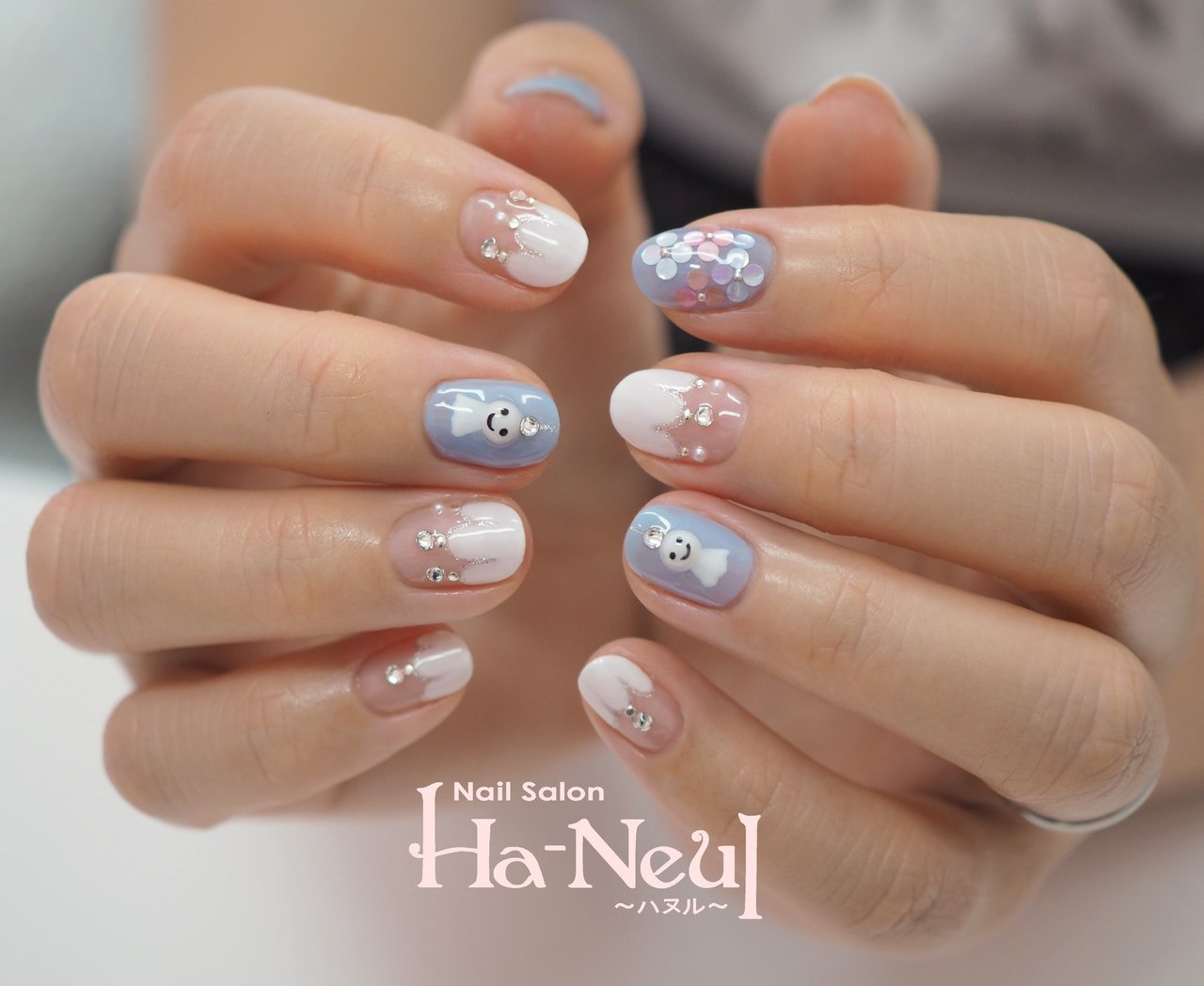 梅雨/ハンド/フレンチ/変形フレンチ/ホログラム - NailSalon Ha-Neulの
