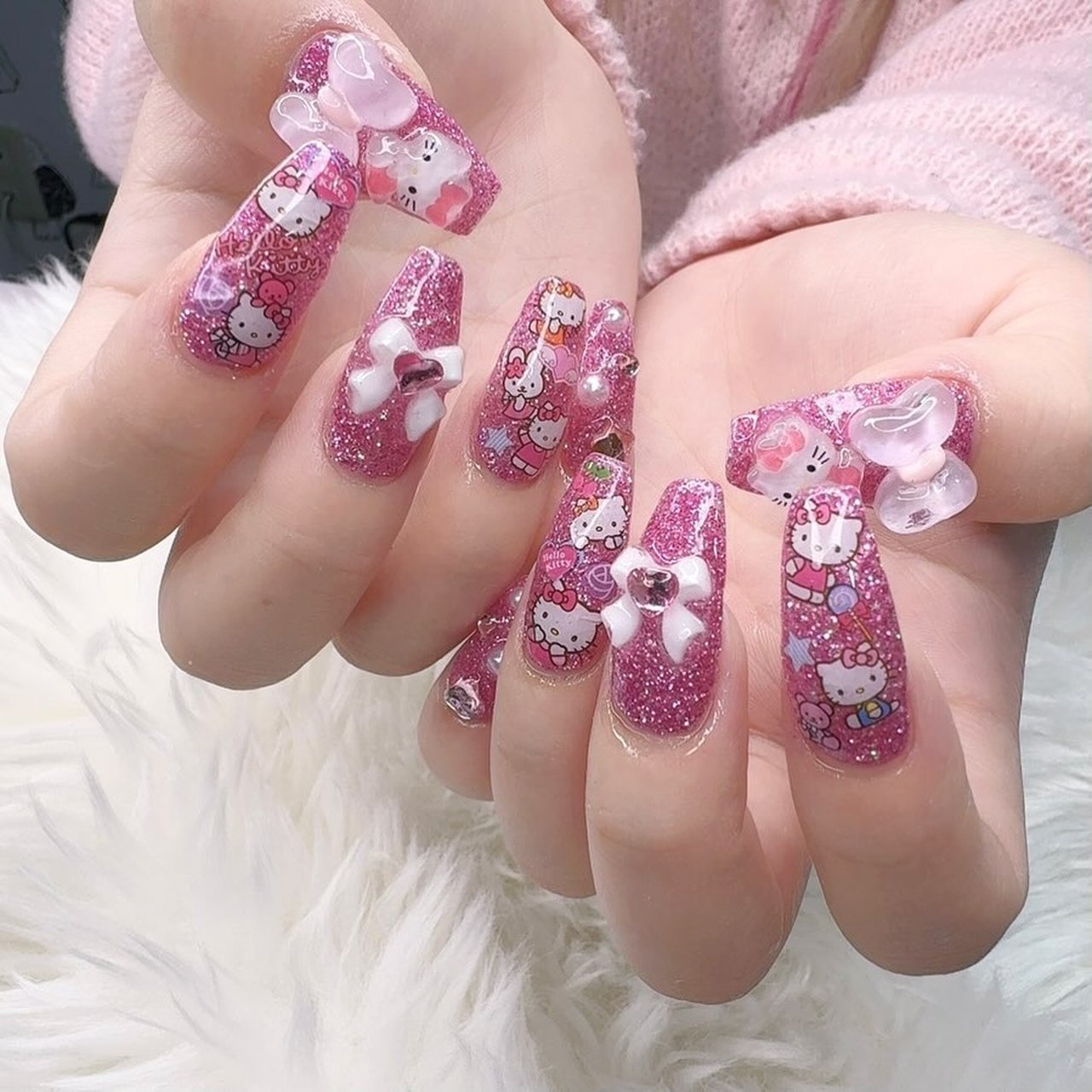 ラメ/リボン/キラキラ/韓国/クリア - かおるのネイルデザイン[No