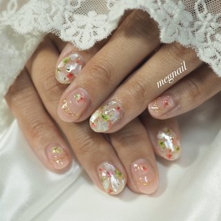 ♡涼しげドライフラワー♡ ネイルチップハンドメイド