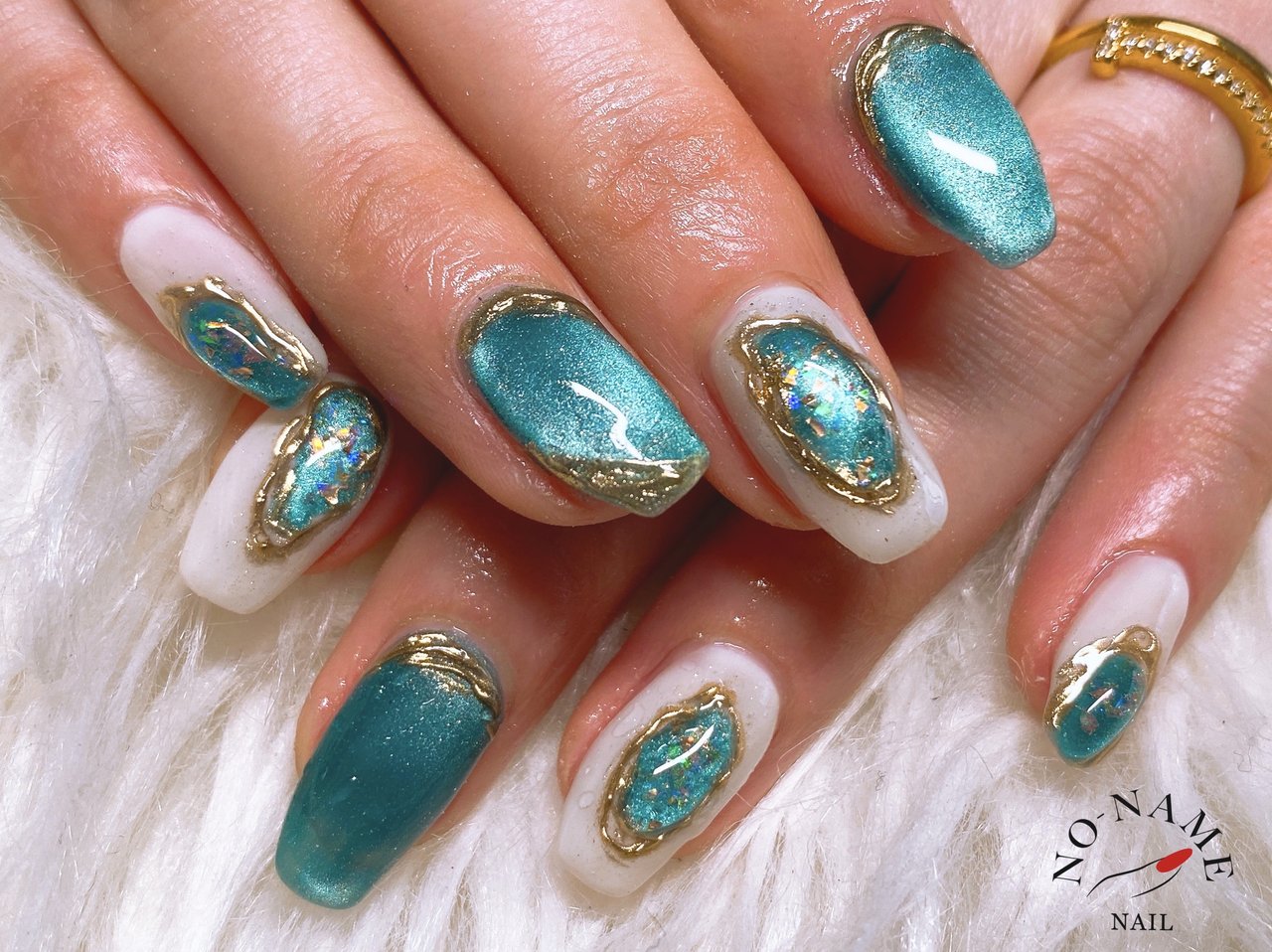 夏/ハンド/マグネット/ターコイズ/ジェルネイル - sonomiのネイル