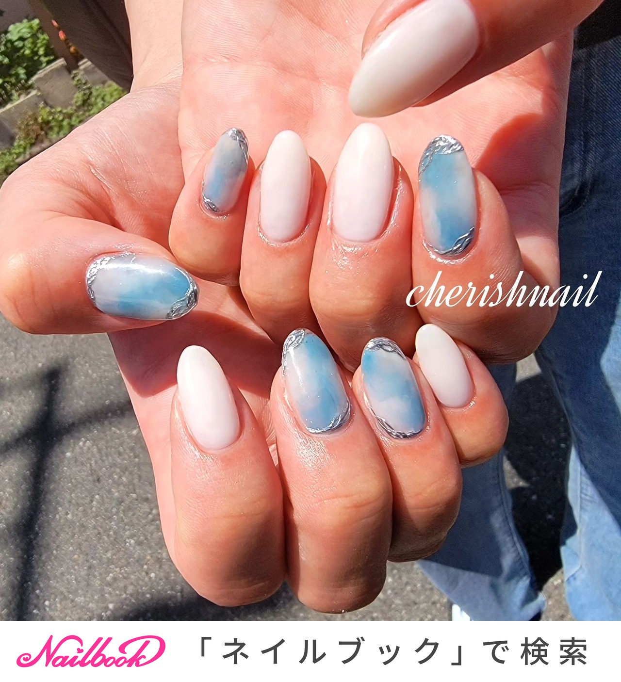 夏/梅雨/大理石/ニュアンス/ミラー - cherish nailのネイル 夏/梅雨/大理石/ニュアンス/ミラー - cherish nailのネイル