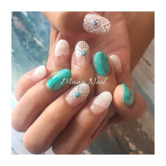 ボヘミアン ターコイズ お客様 Mananail Kyotoのネイルデザイン No ネイルブック