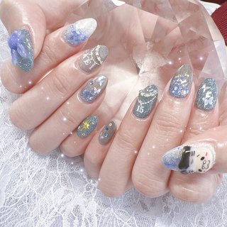 ネイルチップ‪‪❤︎‬ネイビー ホワイト量産型地雷韓国ワンホン‬