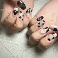 2025年】新着順｜ハート/#モノトーンハートネイルのネイルデザイン