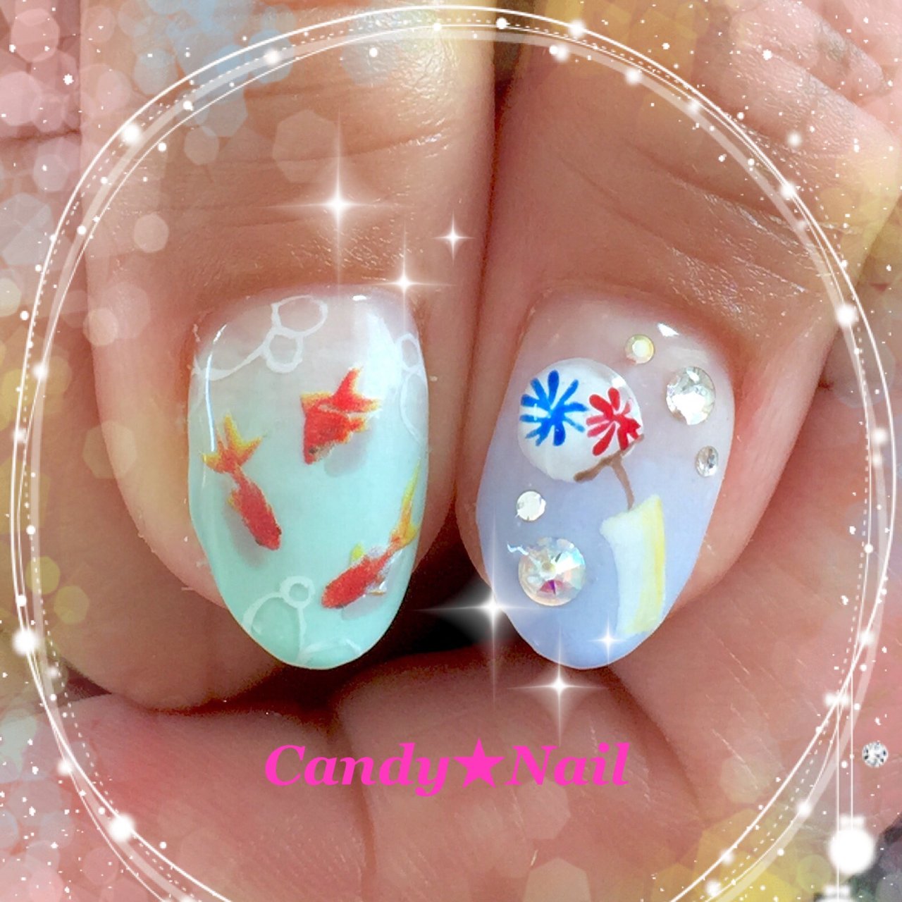 オーダーネイルチップNo.65 夏 花火 浴衣ネイル ネイルチップ｜浴衣