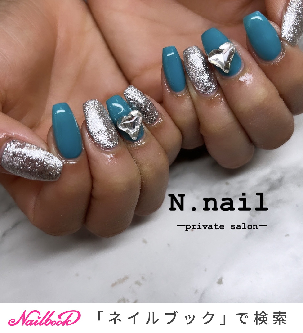 ハンド/ターコイズ/シルバー - Natsumiのネイルデザイン[No.8863623