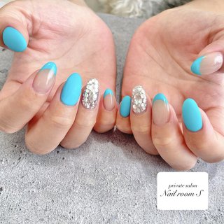 2024年】新着順｜フレンチネイル(フレンチ)/#ブルーグリーン⁡⁡のネイル  