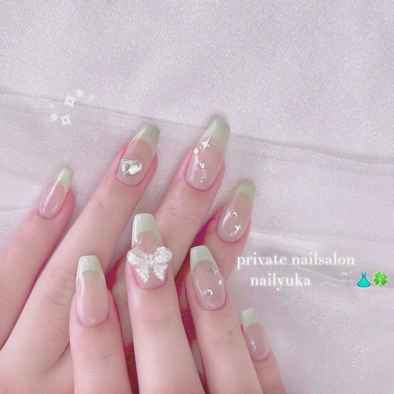 フレンチ/ハート/リボン/ワンホン/韓国 - nail yukaのネイルデザイン