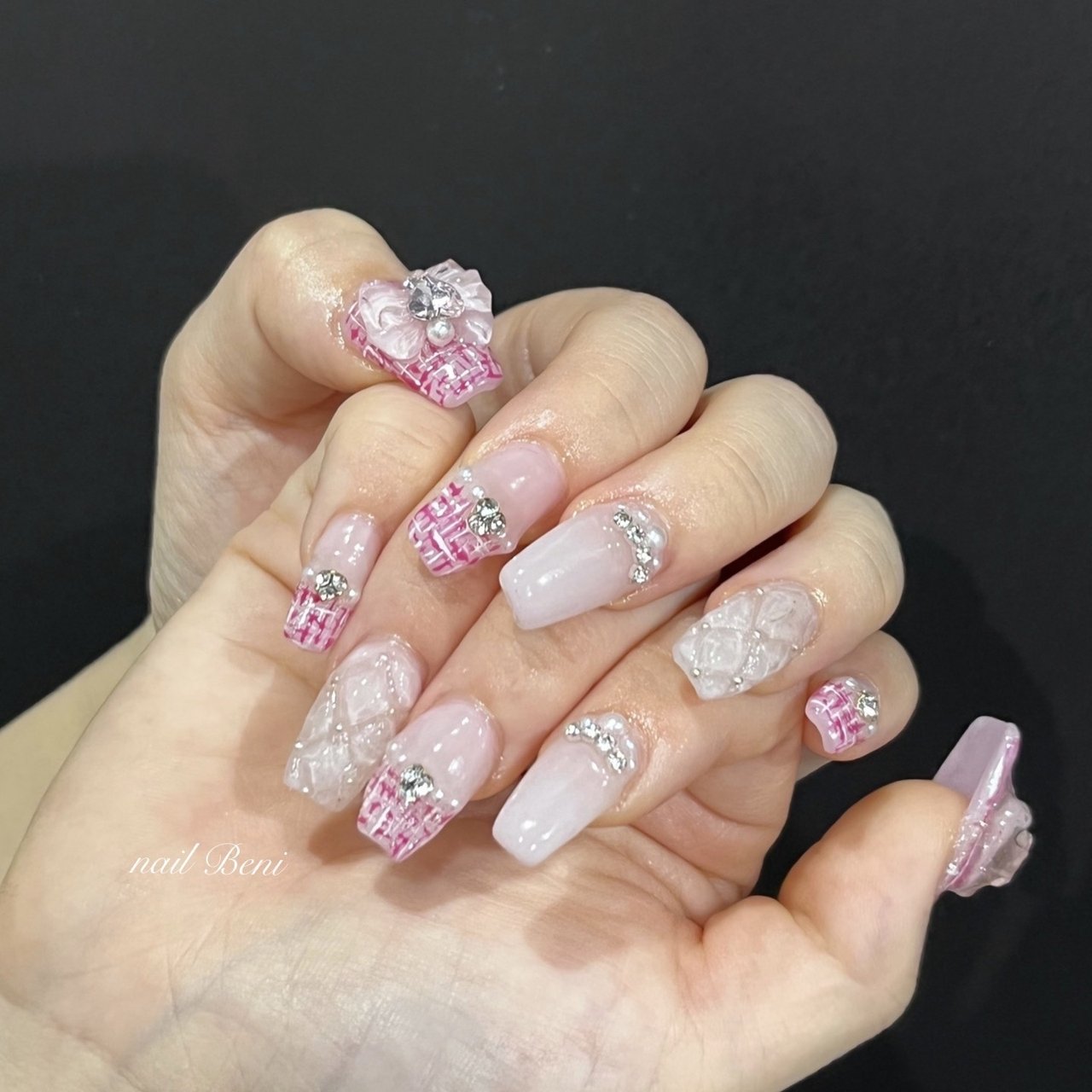 フレンチ/ワンカラー/ツイード/キルティング/リボン - Nail salon Beni