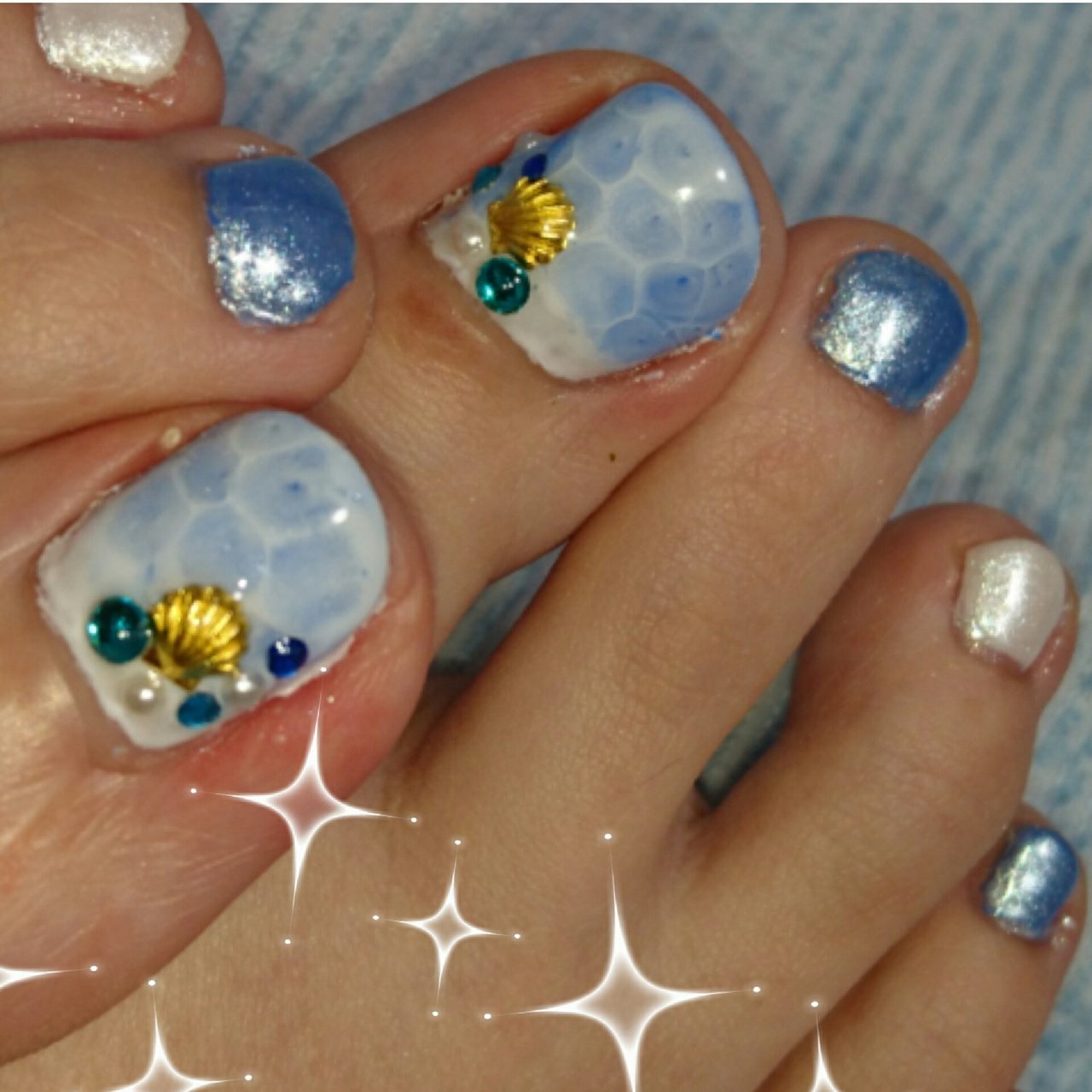 夏 海 フット ビジュー シェル 坂本麻美のネイルデザイン No ネイルブック