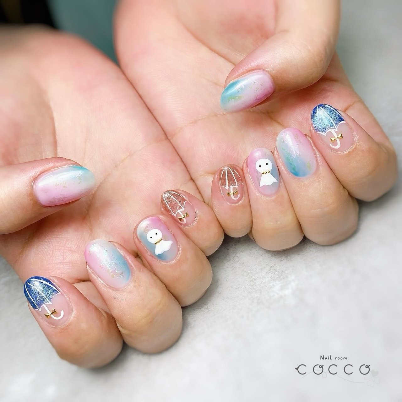 梅雨/ハンド/ニュアンス/ピンク/水色 - nail_room_coccoのネイル 