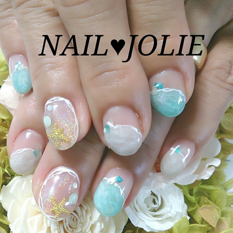 夏 海 リゾート 浴衣 ハンド Nailjolieのネイルデザイン No ネイルブック