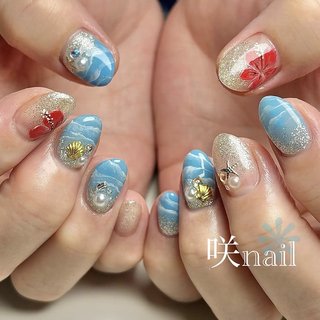 海とハイビスカス🌺 .
 #おまかせネイル#土気ネイル#千葉市緑区ネイルサロン #千葉ネイル#土気#あすみが丘#あすみが丘ネイル#ネイル好きな人と繋がりたい #ハイビスカスネイル#千葉市緑区#海ネイル #nailbook_fan #大人ネイル #波ネイル #南国ネイル #手描きフラワーネイル#フラワーネイル#夏ネイル2024#夏ネイル#リゾートネイル #7月ネイル #8月ネイル#ハイビスカス#夏#リゾート#海#7月 #8月#ビーチネイル #夏 #海 #リゾート #女子会 #ハンド #ラメ #フラワー #キラキラ #レッド #水色 #シルバー #ジェルネイル #お客様 #咲nail 【サキネイル】 #ネイルブック