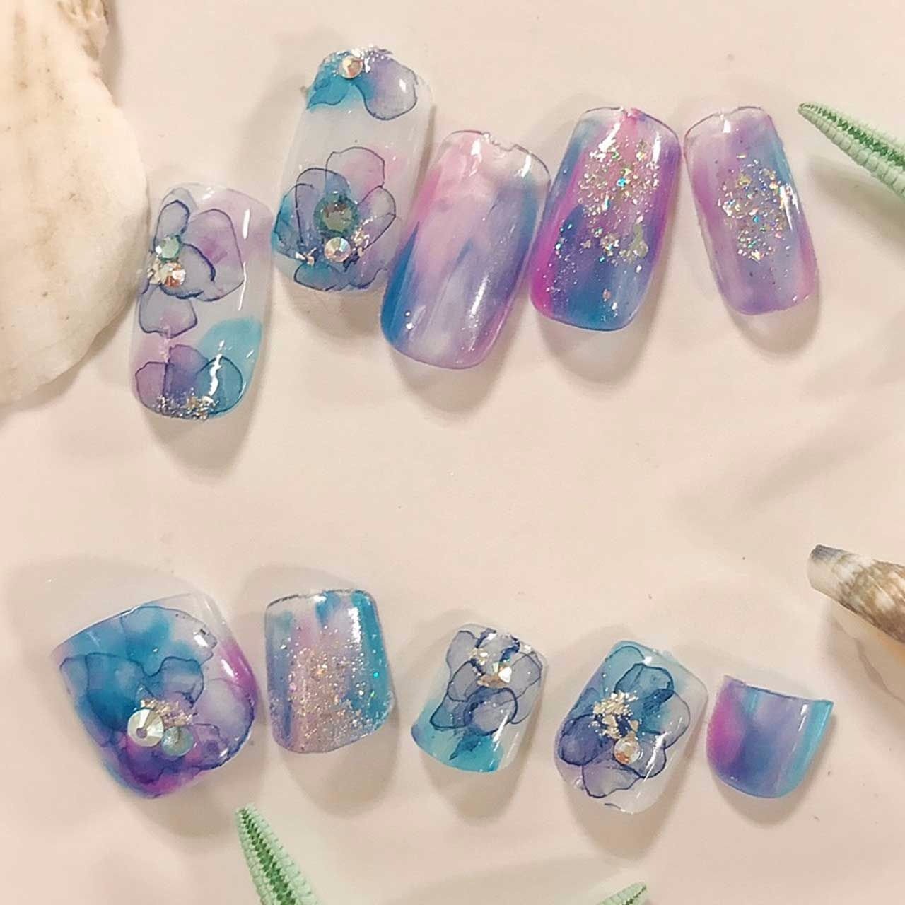 夏 旅行 浴衣 デート ハンド Bg Nailのネイルデザイン No ネイルブック