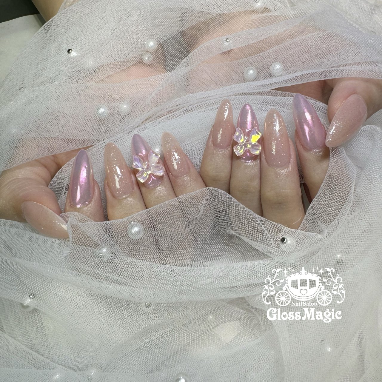 オールシーズン/ハンド/シンプル/オーロラ/リボン - YUN 💅のネイル