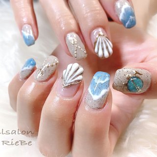 マーメイド 人魚の鱗 シェル 海 貝殻 ネイルチップ サマー 夏 夢かわいい