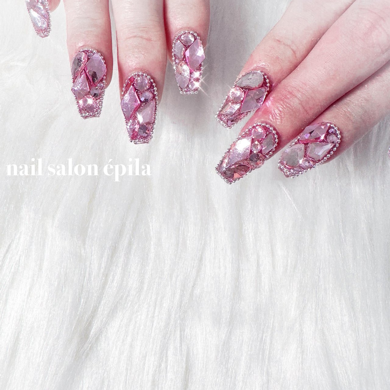 夏/ビジュー/キラキラ/ワンホン/韓国 - 大阪南森町キラキラ派手ネイル