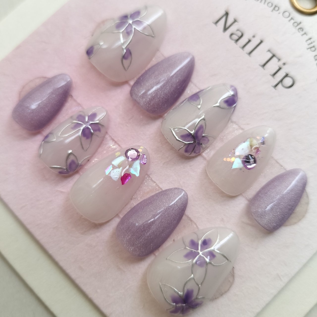 ホワイト/パープル/シルバー/ネイルチップ - aKa.nailのネイル