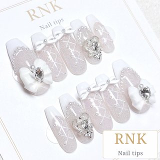 ネイルチップ 量産型 ワンホン 韓国 フレンチガーリー オーダー 白 