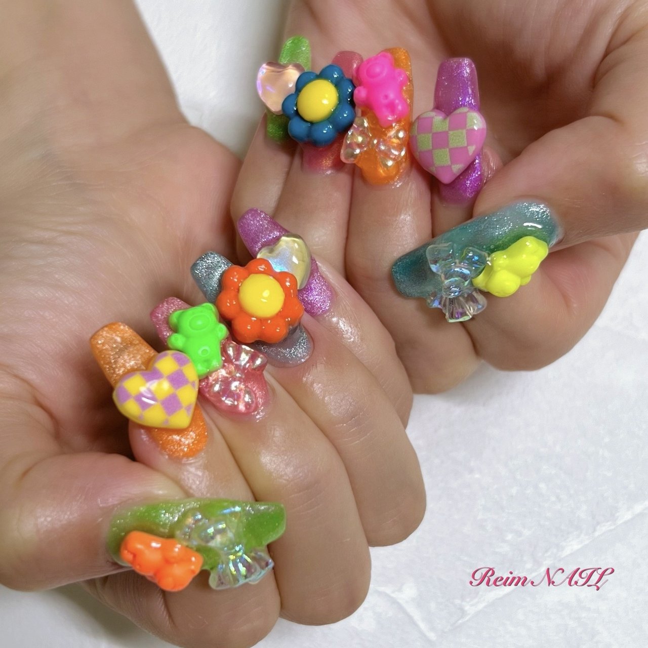 3dネイル ネイルパーツ ハート ピンク 黄色 ネイルパーツ 【公式通販】