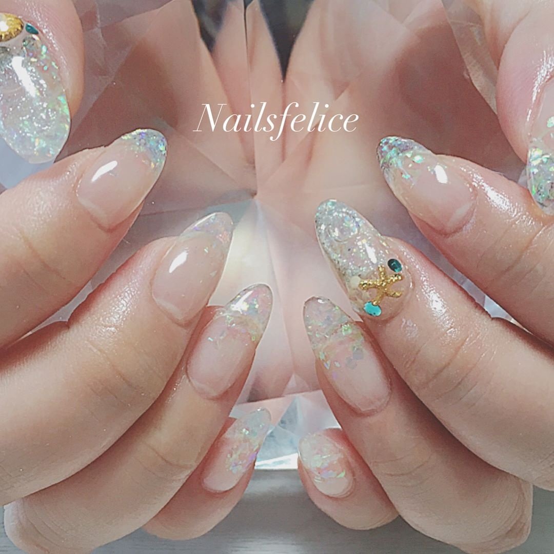 夏 海 女子会 ハンド ホログラム Nailsfeliceちばちはるのネイルデザイン No ネイルブック