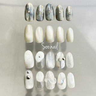 #お客様ネイル#大人ネイル#シンプルネイル#ニュアンスネイル#春ネイル #仙台ネイルサロン#本町ネイルサロン#Soo.nail#定額ネイル #定額アシメ#7月定額デザイン#ネイルサンプル#マグネット#サマーネイル #7月 #アシメネイル#ホワイト #夏 #オールシーズン #ハンド #ニュアンス #マグネット #インクネイル #個性派 #オーバル #ホワイト #グレー #スモーキー #ジェルネイル #ネイルチップ #soo.naii #ネイルブック