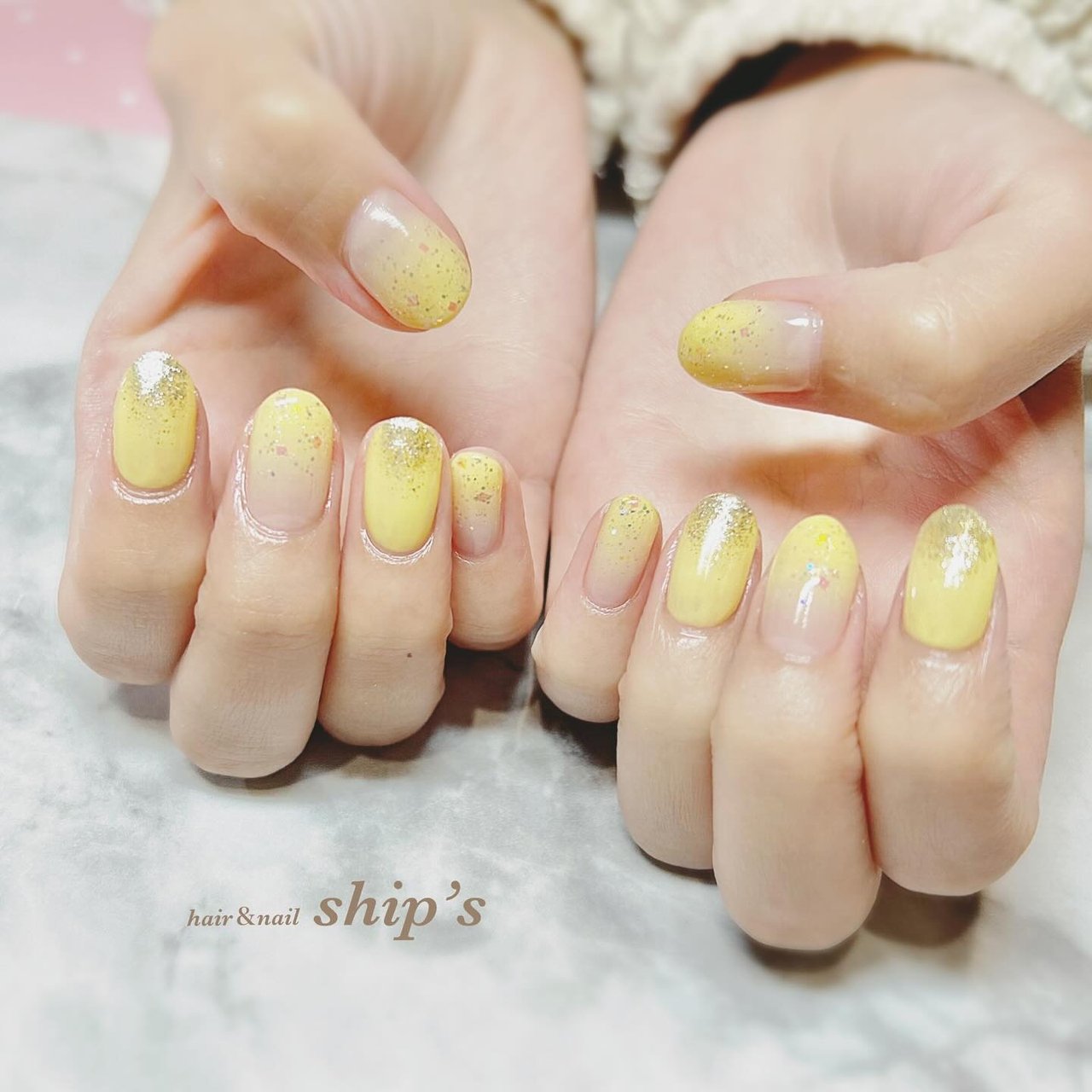 シンプル/グラデーション/ワンカラー/イエロー/ジェルネイル