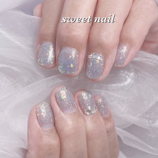 ハンド/ワンカラー/オーロラ/キラキラ/ホワイト - Nail Room Roryの