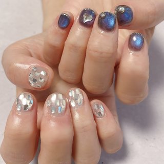 2024年】新着順｜ブルー(青)/#ミラーボールネイル⁡のネイルデザイン  