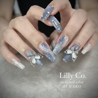 おすすめ順｜ブルー(青)/#蝶のネイルデザイン｜ネイルブック