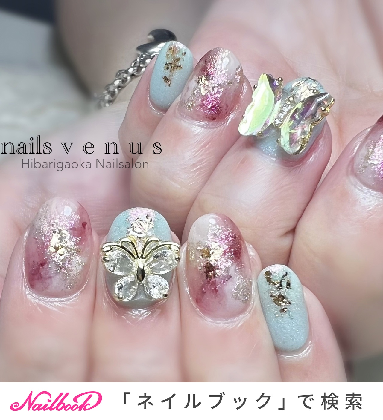 ミニ❣️ネイルパーツ OK⭕️シルバー チェーン 台座✨ハート ビジュー