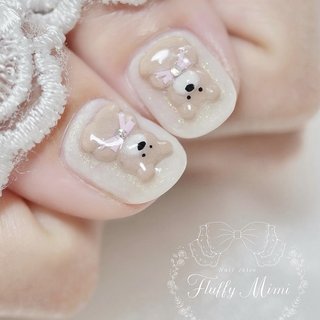 ハンド/ワンカラー/アニマル柄/3D/ピンク - nail salon Pink Bunnyの