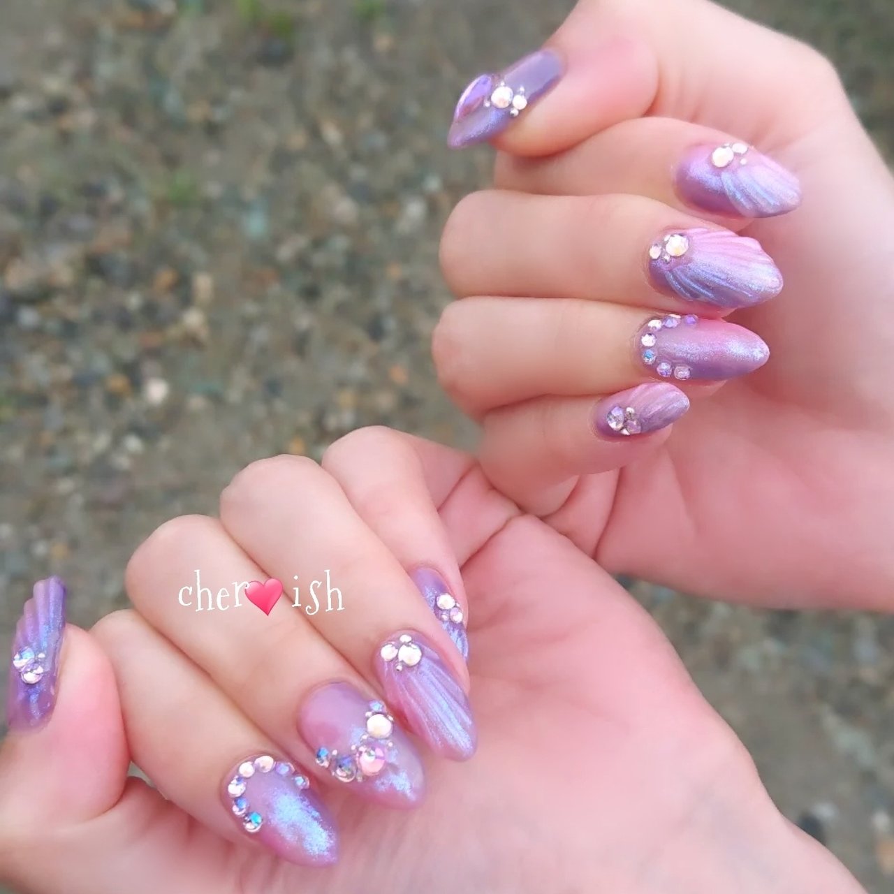 ビジュー/マーメイド/オーロラ/キラキラ/ピンク - private nail salon 