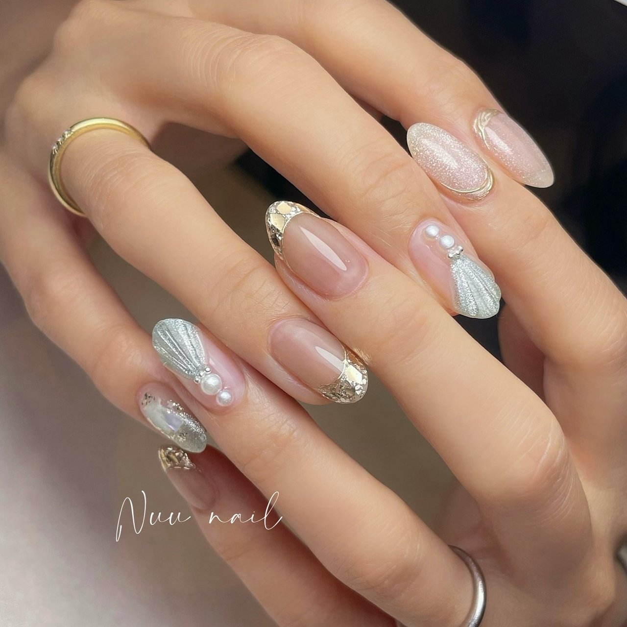 夏/オフィス/シンプル/シェル/マーメイド - Nuu nailのネイルデザイン 