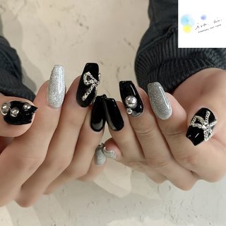 人気順｜リボン/＃ブラックネイルのネイルデザイン(4ページ目)｜ネイル  
