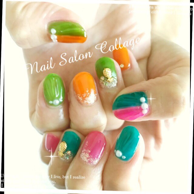 夏 海 リゾート ハンド ワンカラー Nail Salon Collageネイルサロンコラージュのネイルデザイン No ネイル ブック