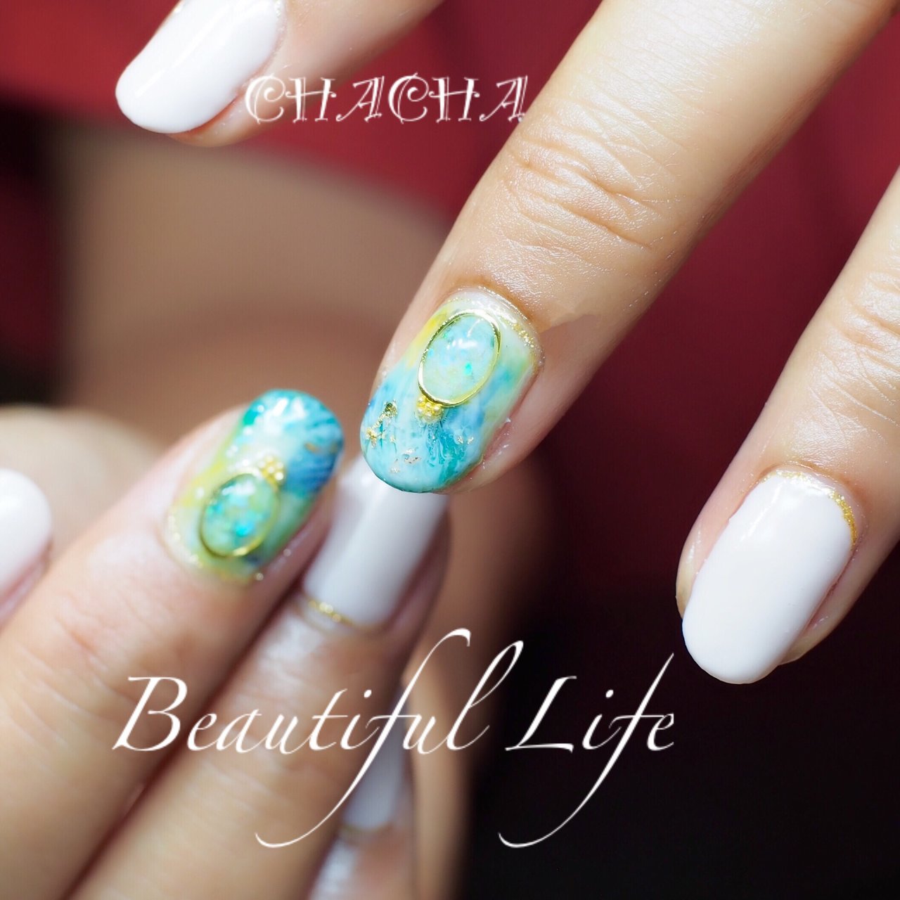 夏 秋 海 リゾート ハンド Chacha Nailのネイルデザイン No ネイルブック